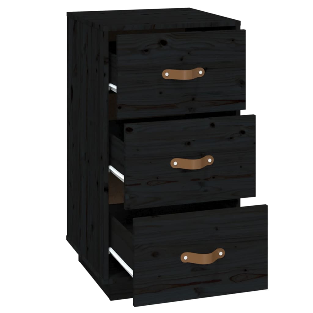 vidaXL Bedside Cabinet Black 40x40x75 cm Solid Wood Pine