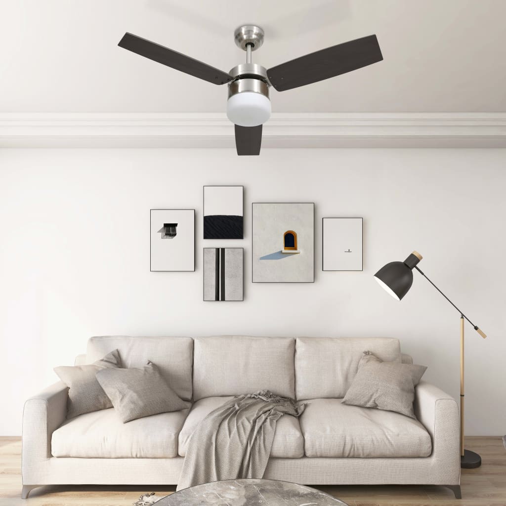 vidaXL Ceiling Fan with Light and Remote Control 108 cm Dark Brown