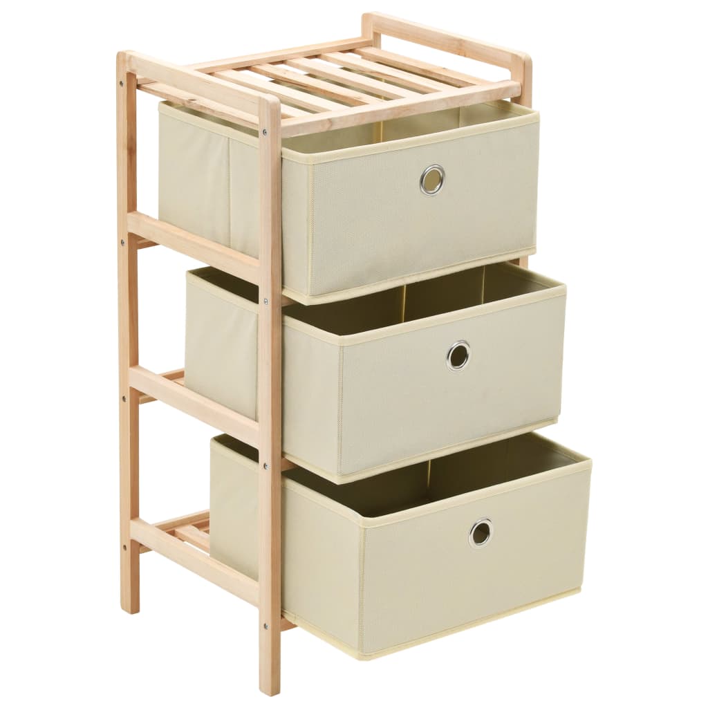 vidaXL Storage Rack with 3 Nonwoven Baskets Cedar Wood Beige