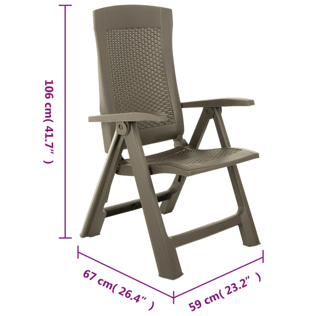 vidaXL Garden Reclining Chairs 2 pcs Plastic Mocca