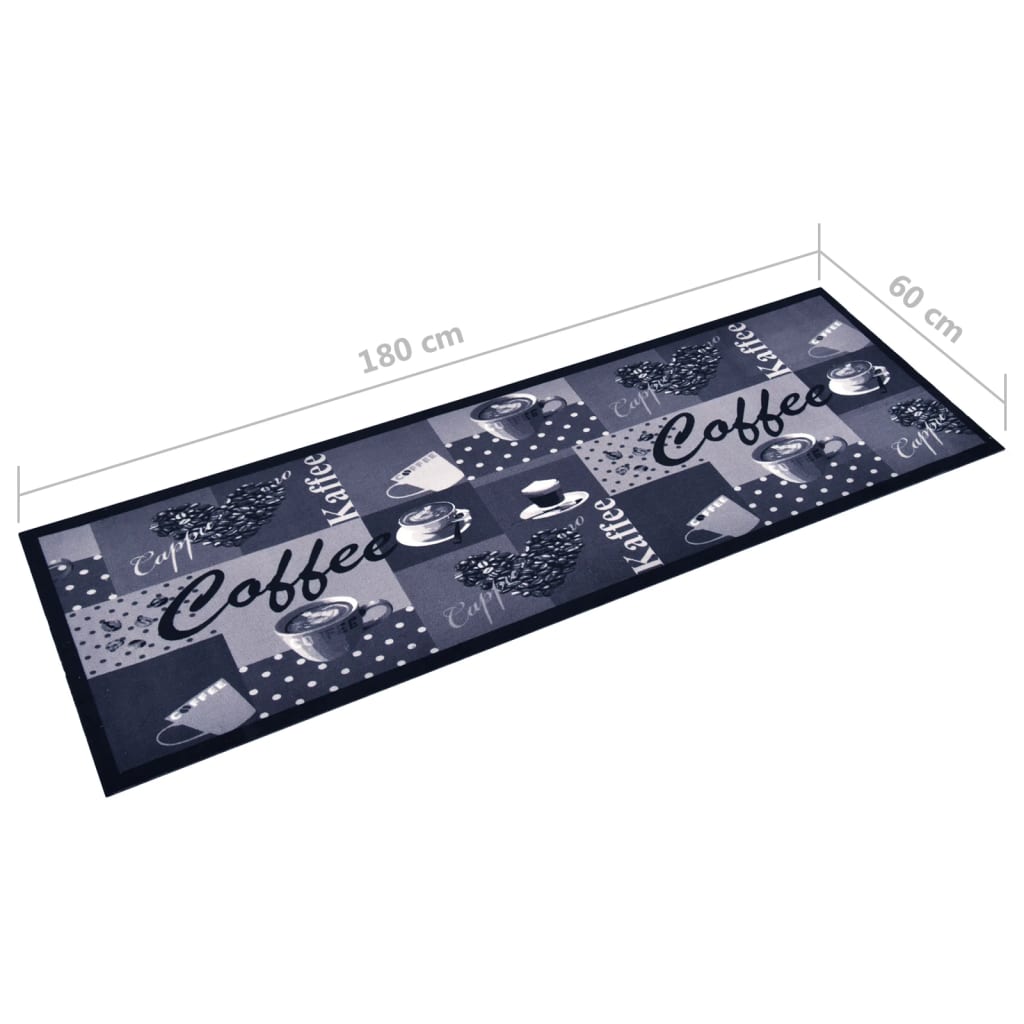 vidaXL Kitchen Carpet Washable Coffee Blue 60x180 cm