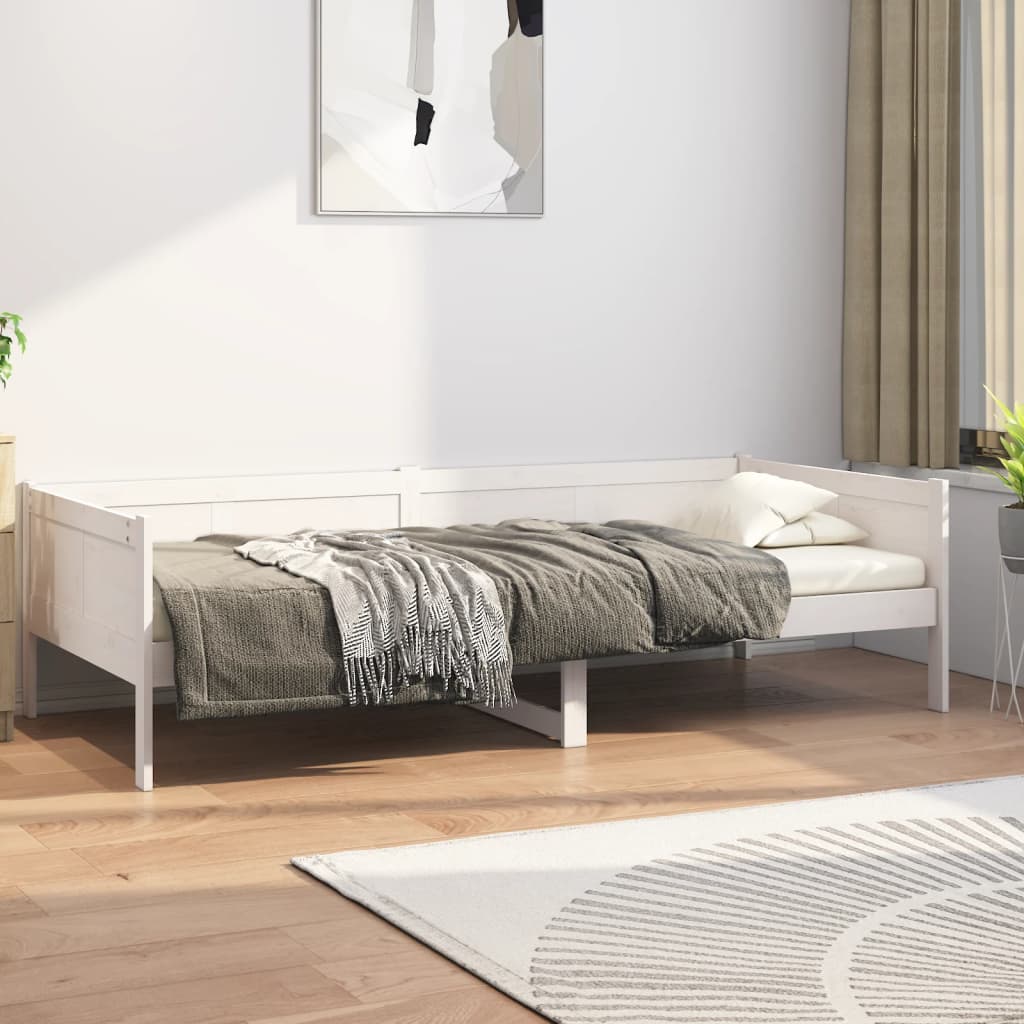 vidaXL Day Bed White Solid Wood Pine 90x200 cm
