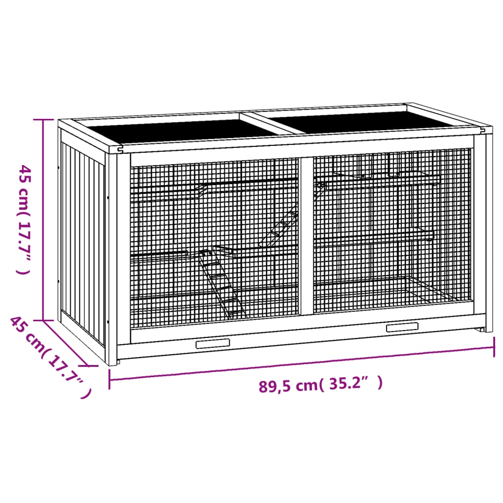 vidaXL Hamster Cage 89.5x45x45 cm Solid Wood Fir