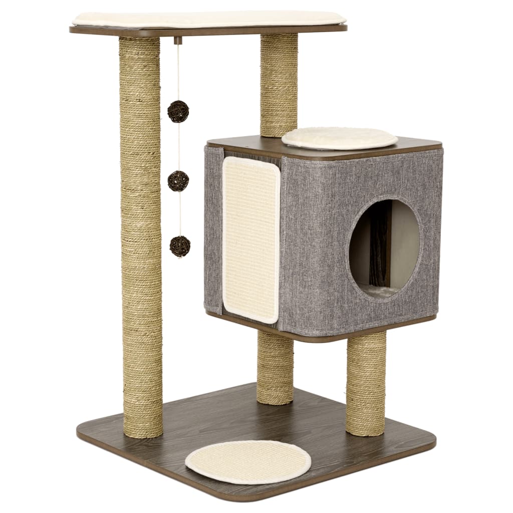 Jack and Vanilla Cat Tree House Molly 56x56x86 cm Grey vidaxl uk