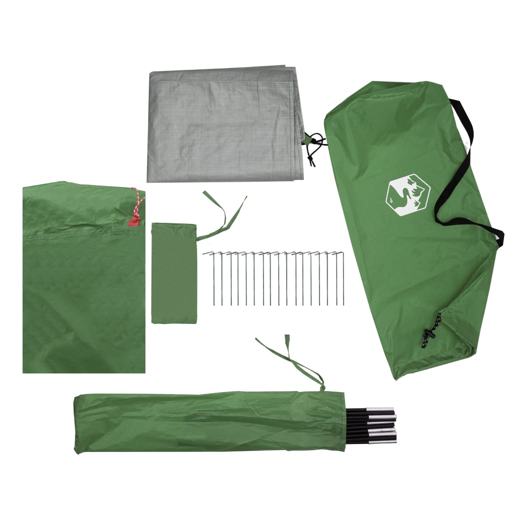 vidaXL Camping Tent Dome 4-Person Green Waterproof