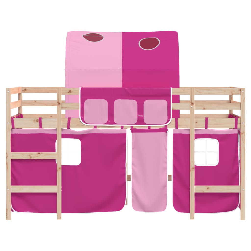 vidaXL Kids' Loft Bed with Tunnel Pink 80x200cm Solid Wood Pine