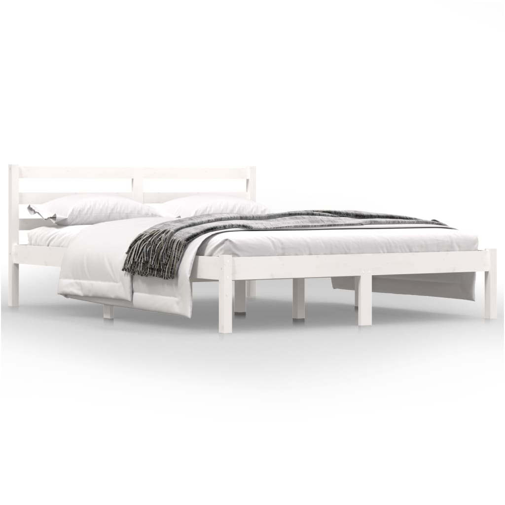 vidaXL Bed Frame Solid Wood Pine 120x190 cm Small Double White