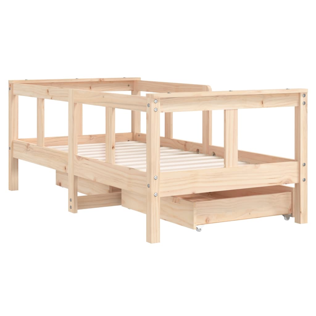 vidaXL Kids Bed Frame with Drawers 70x140 cm Solid Wood Pine