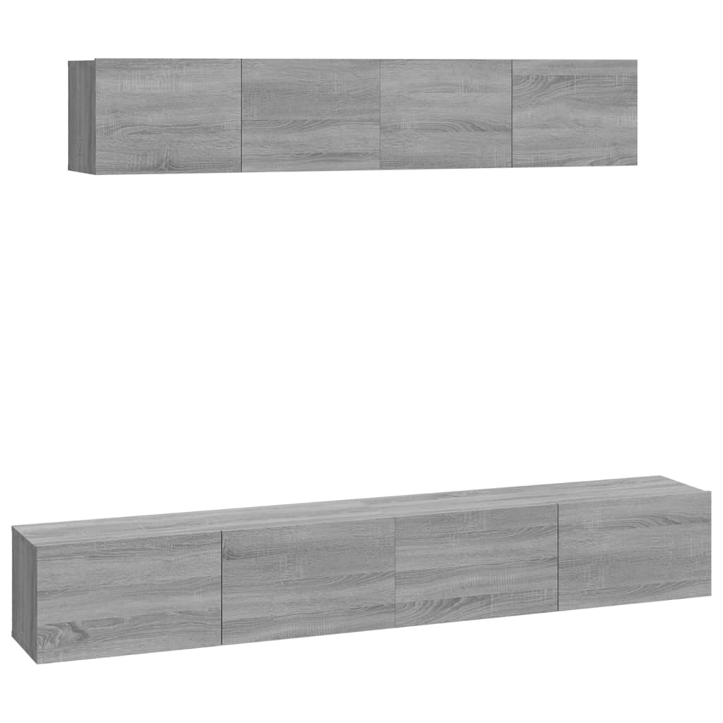 vidaXL 4 Piece TV Cabinet Set Grey Sonoma Engineered Wood