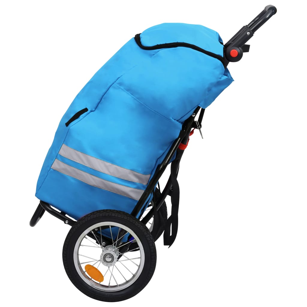 vidaXL Folding Bike Trailer with Grocery Bag Blue and Black