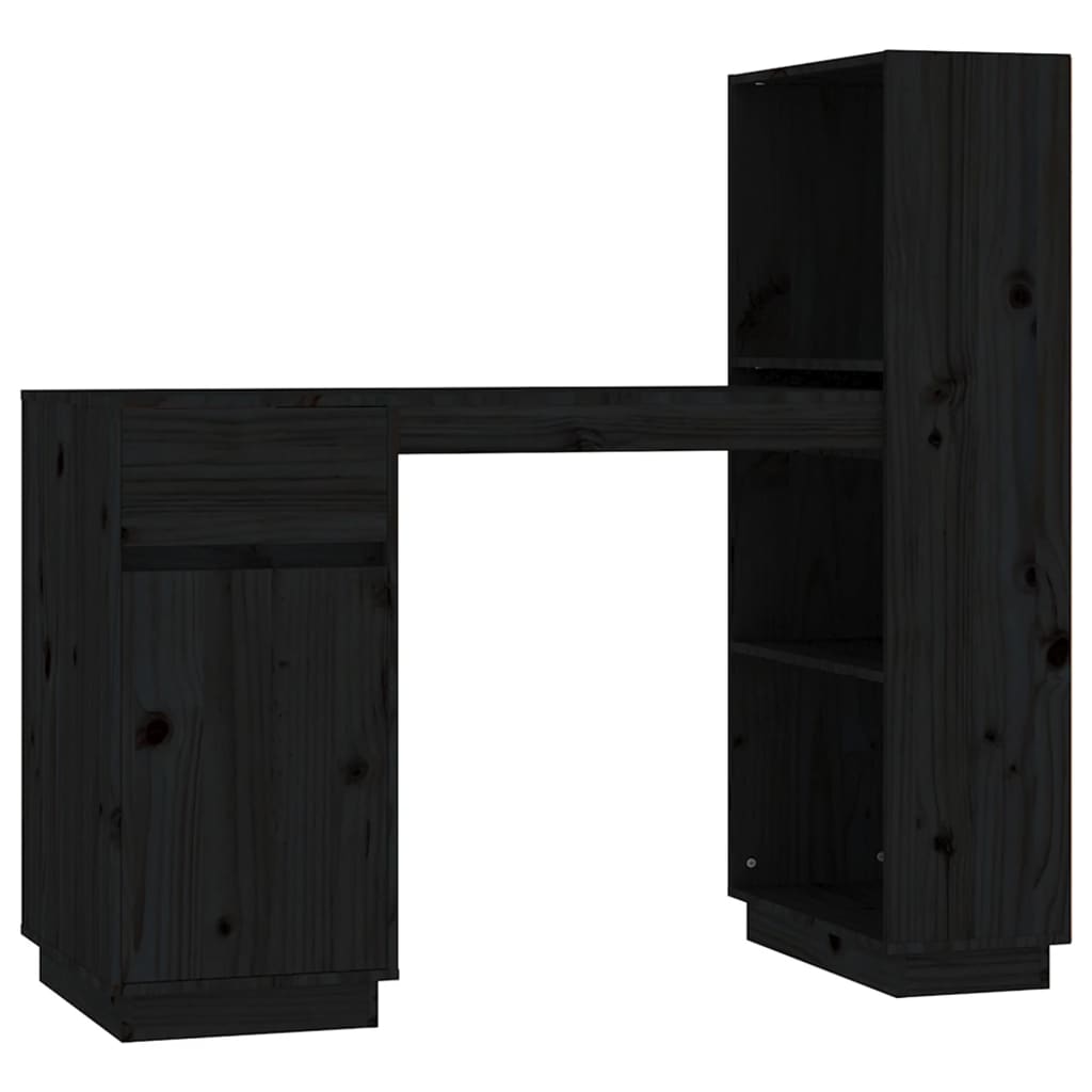 vidaXL Desk Black 110x53x117 cm Solid Wood Pine