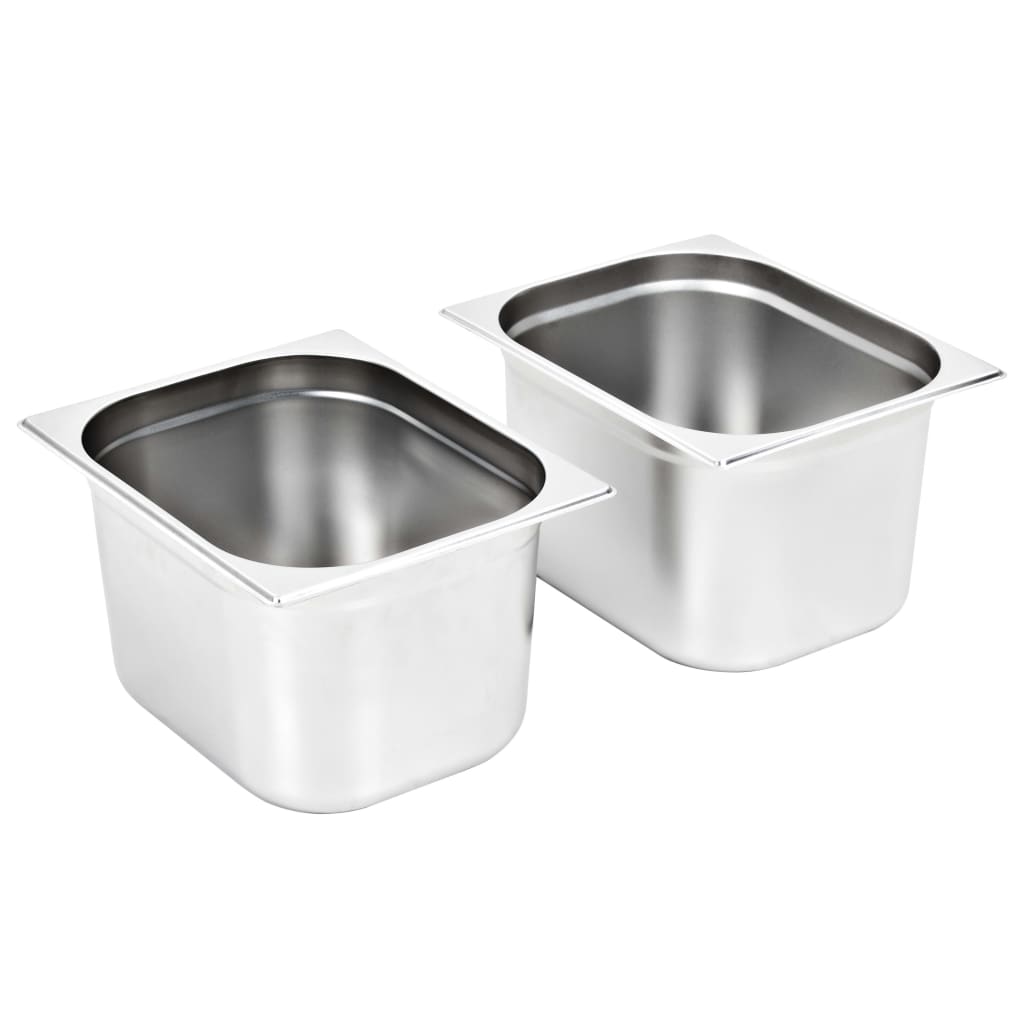 vidaXL Gastronorm Containers 2 pcs GN 1/2 200 mm Stainless Steel