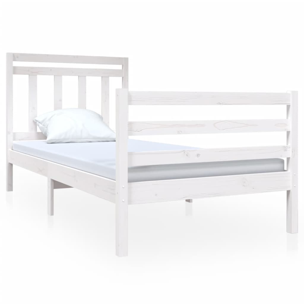 vidaXL Bed Frame White 90x190 cm Single Solid Wood