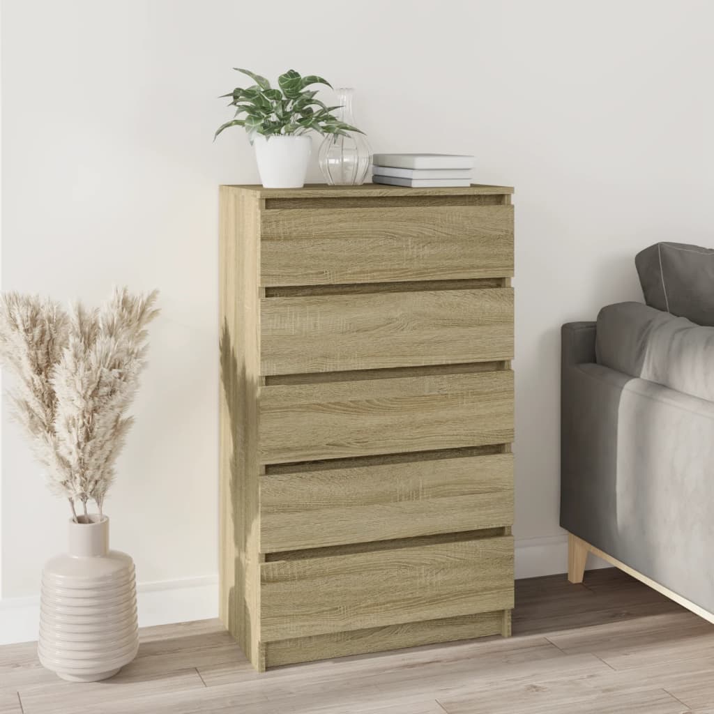 vidaXL Drawer Cabinet Sonoma Oak 60x36x103 cm Engineered Wood