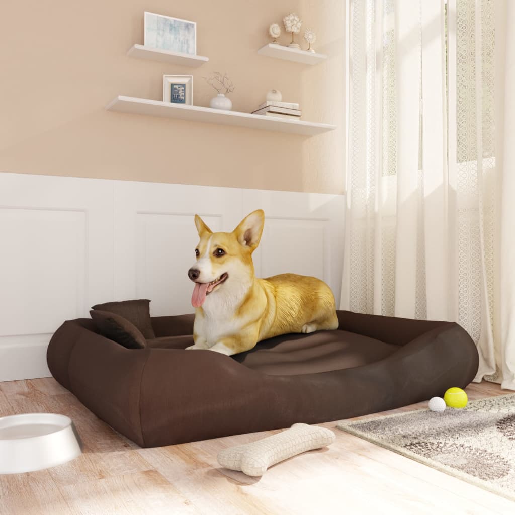 vidaXL Dog Cushion with Pillows Brown 115x100x20 cm Oxford Fabric