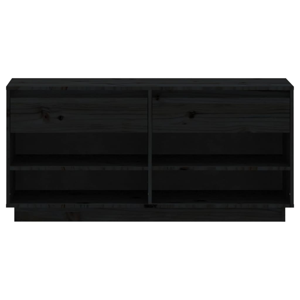 vidaXL Shoe Cabinet Black 110x34x52 cm Solid Wood Pine