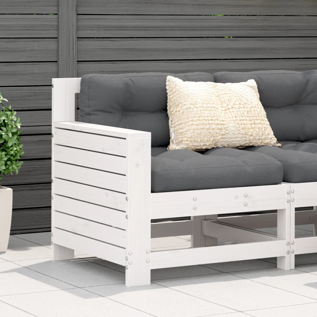 vidaXL Garden Armrest Sofa White 69x62x70.5 cm Solid Wood Pine
