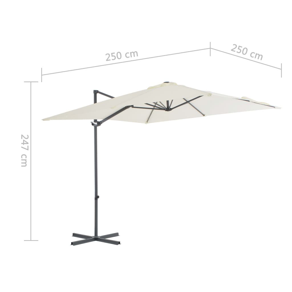 vidaXL Cantilever Umbrella with Steel Pole 250x250 cm Sand