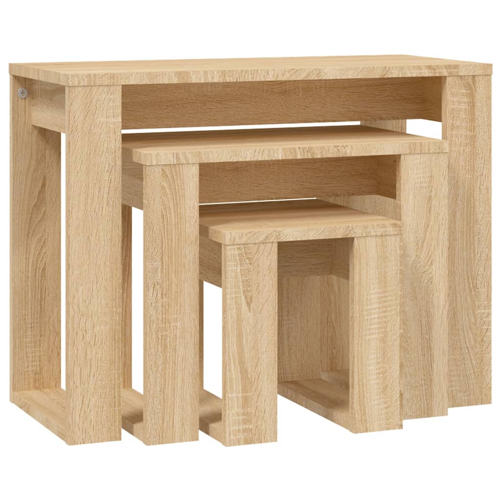 vidaXL Nesting Tables 3 pcs Sonoma Oak Engineered Wood