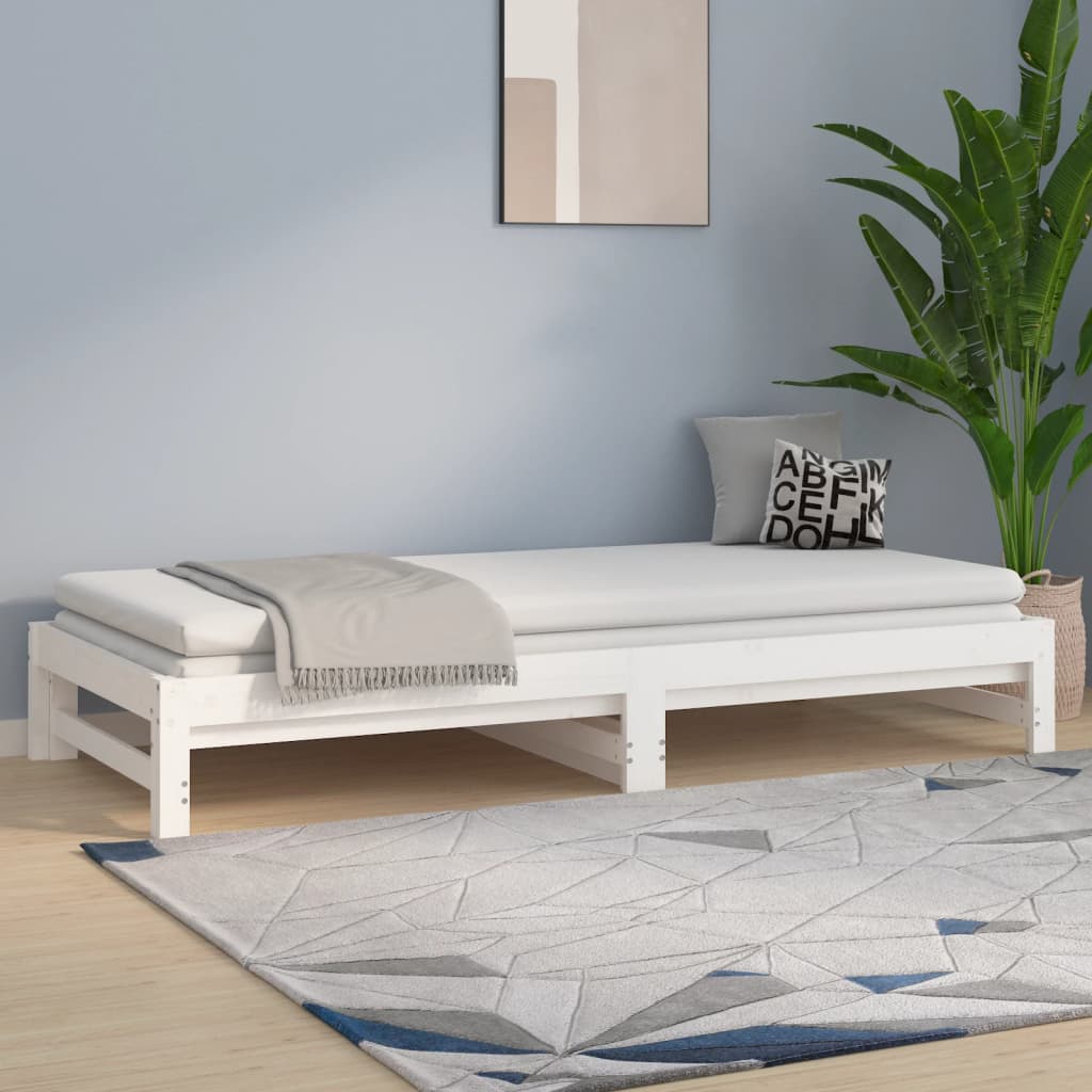 vidaXL Pull-out Day Bed White 2x(90x190) cm Solid Wood Pine