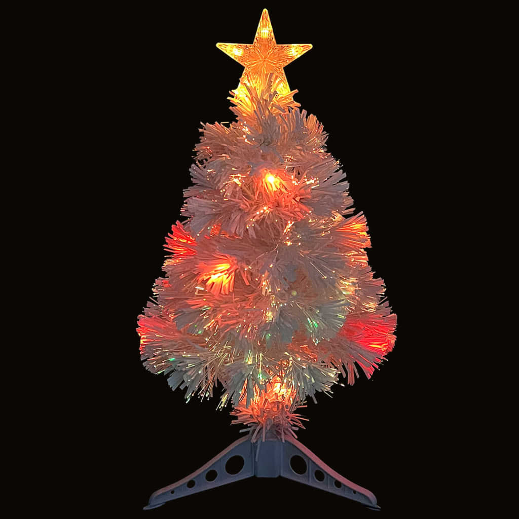 vidaXL Artificial Pre-lit Christmas Tree White 64 cm Fibre Optic