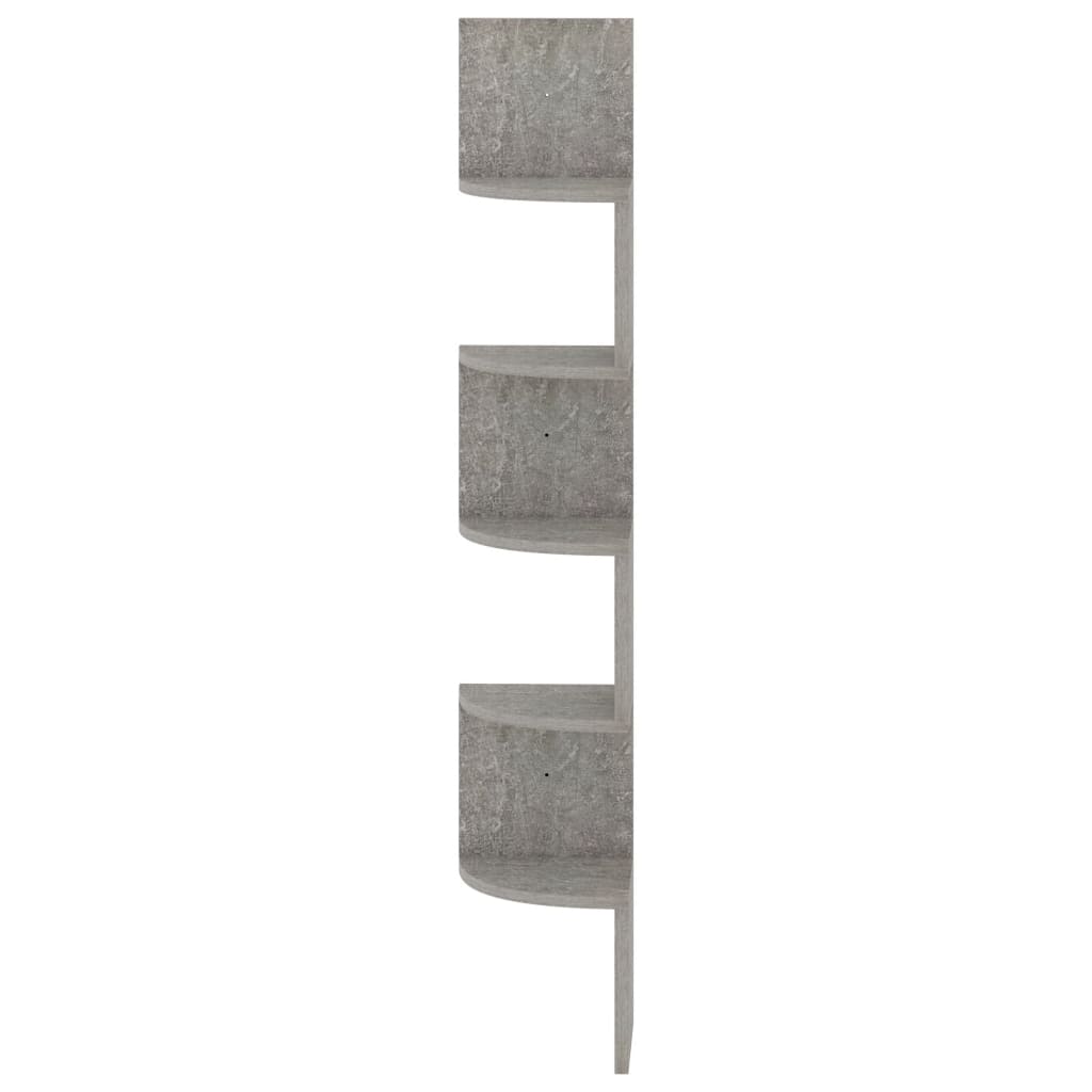 vidaXL Wall Corner Shelf Concrete Grey 19x19x123 cm Engineered Wood