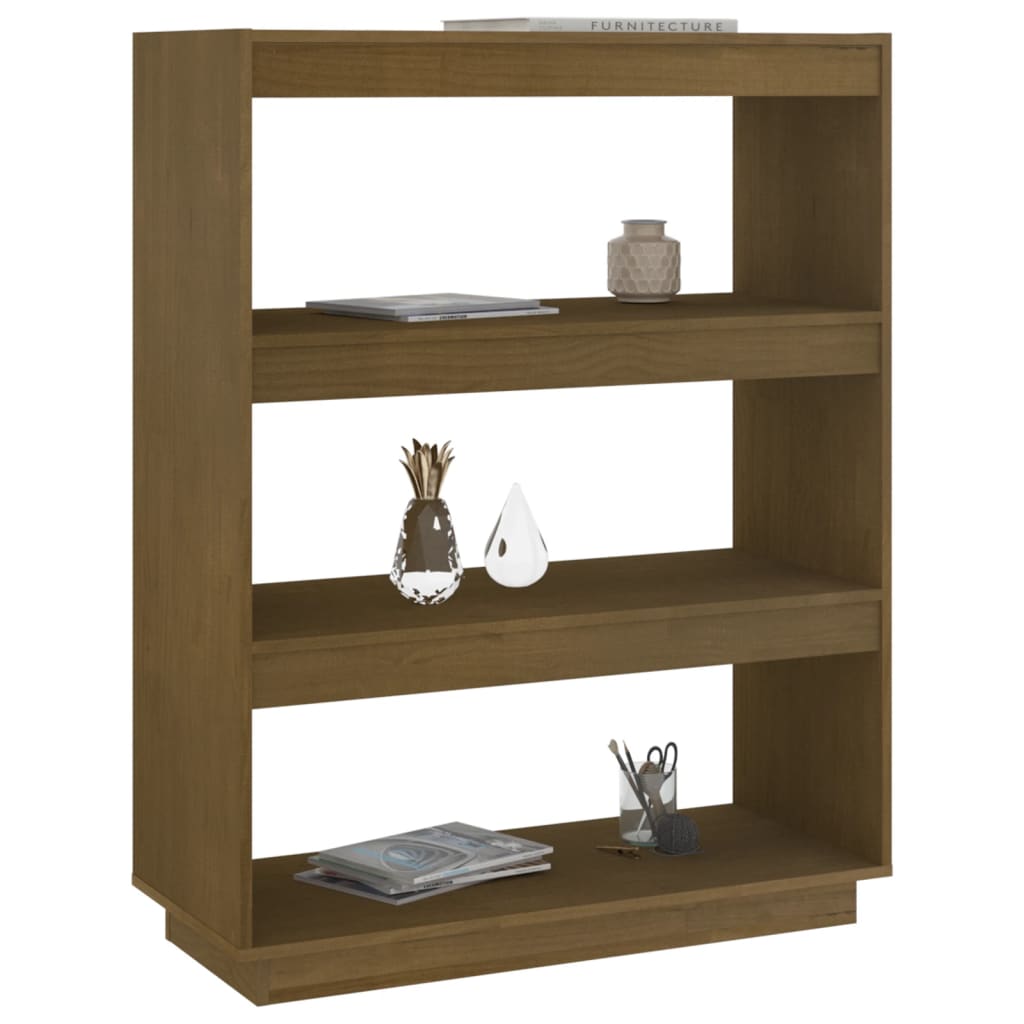vidaXL Book Cabinet/Room Divider Honey Brown 80x35x103 cm Solid Pinewood