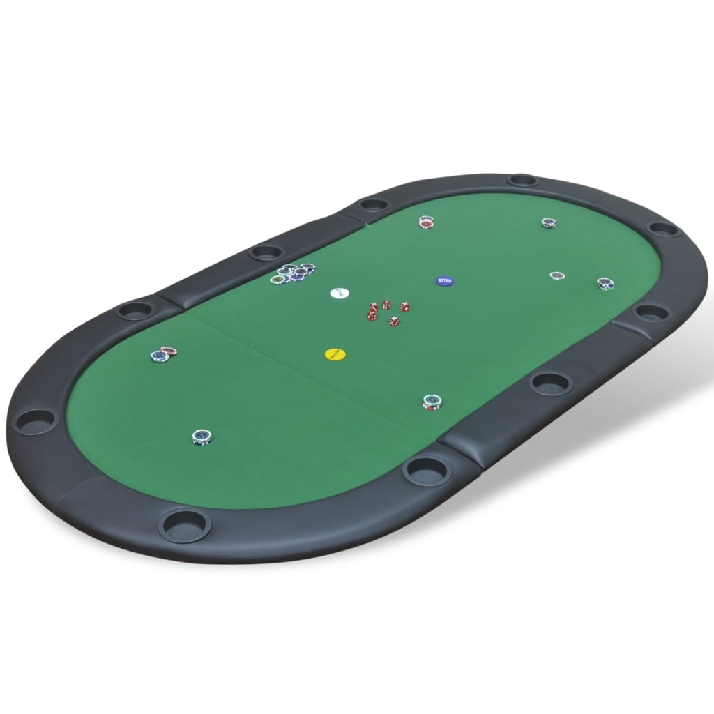 vidaXL 10-Player Foldable Poker Tabletop Green