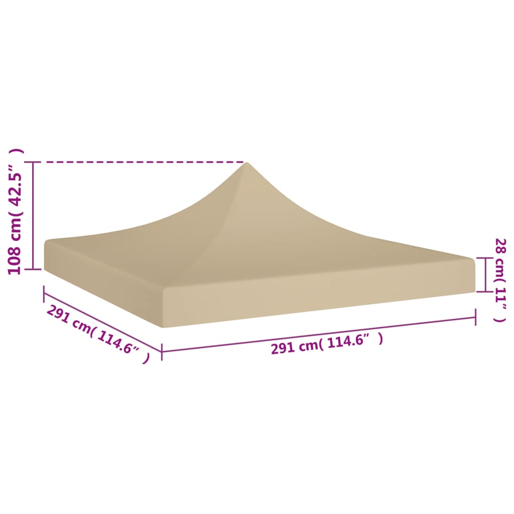 vidaXL Party Tent Roof 3x3 m Beige 270 g/m²