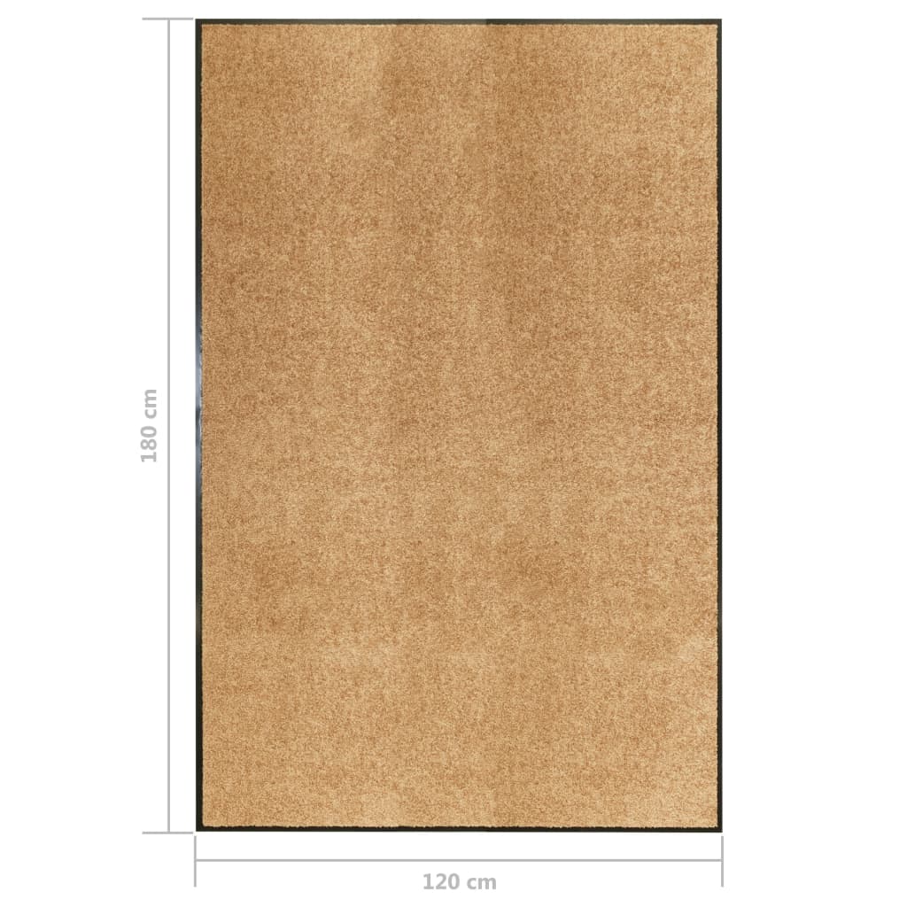 vidaXL Doormat Washable Cream 120x180 cm