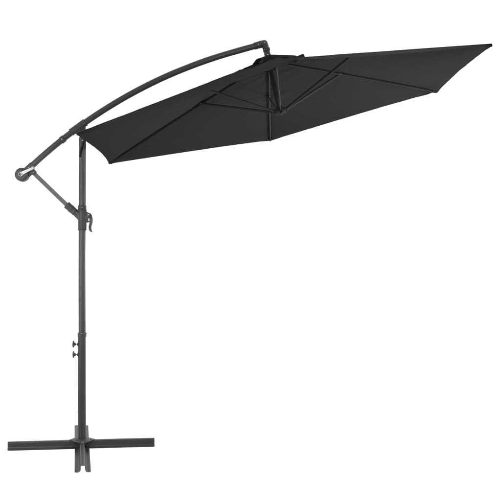 vidaXL Cantilever Umbrella with Aluminium Pole 300 cm Black