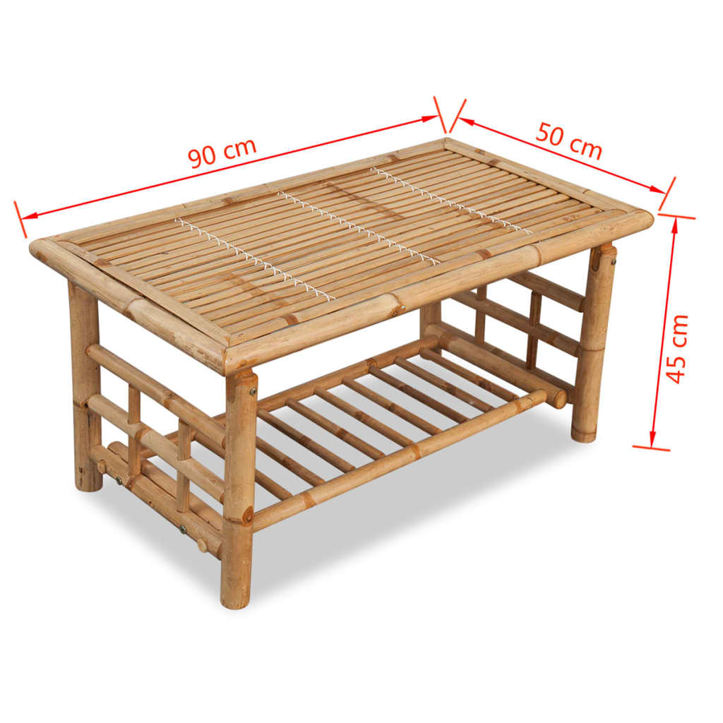vidaXL Coffee Table Bamboo 90x50x45 cm