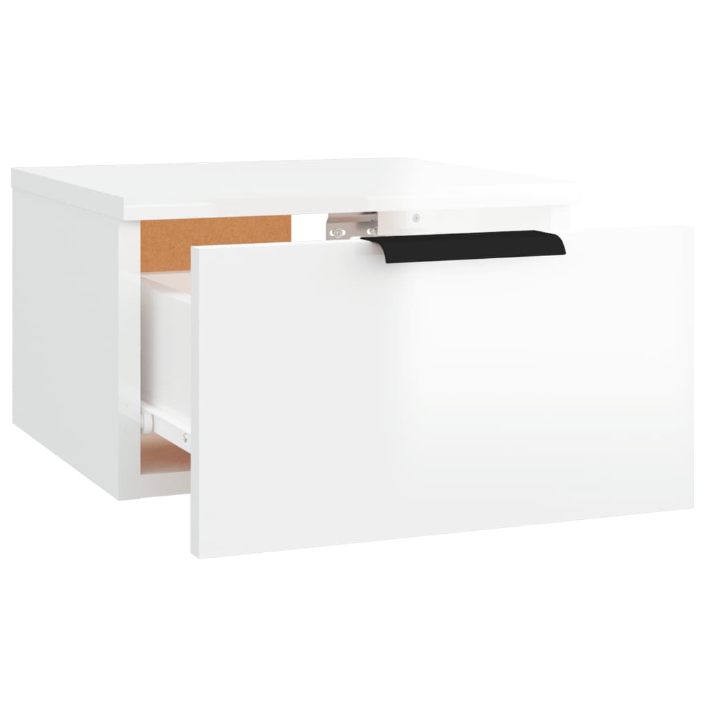 vidaXL Wall-mounted Bedside Cabinet High Gloss White 34x30x20 cm