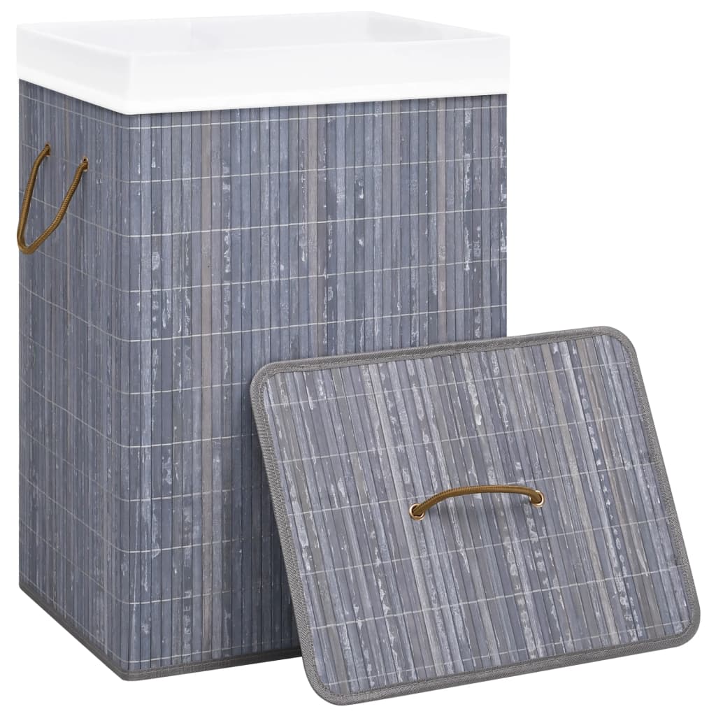 vidaXL Bamboo Laundry Basket Grey