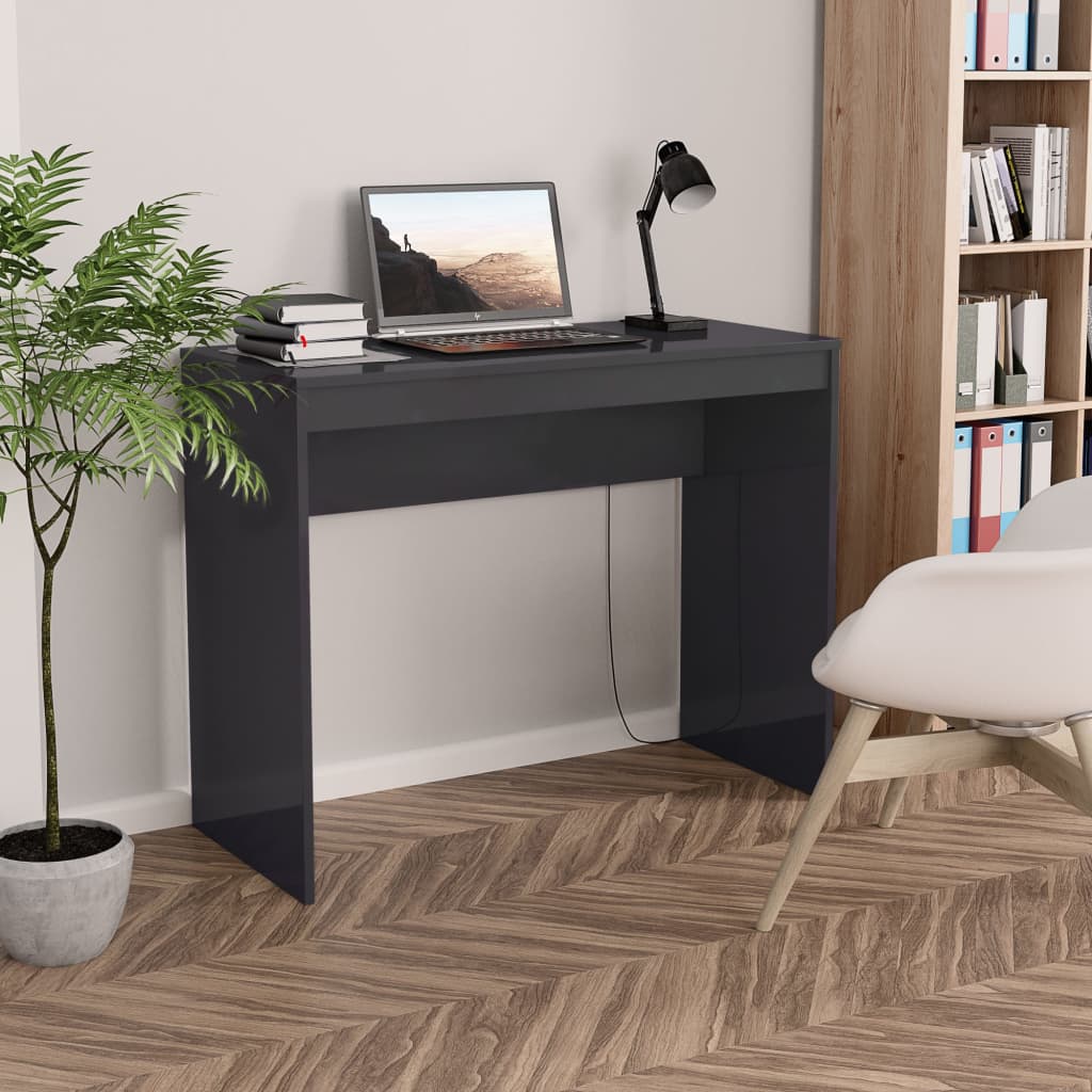 vidaXL Desk High Gloss Grey 90x40x72 cm Engineered Wood