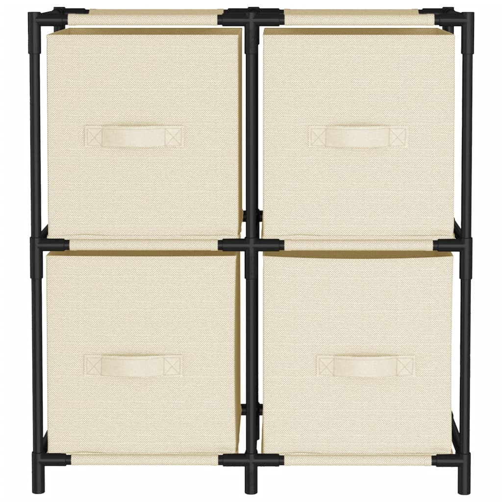 vidaXL Storage Cabinet with 4 Fabric Baskets Cream 63x30x71 cm Steel