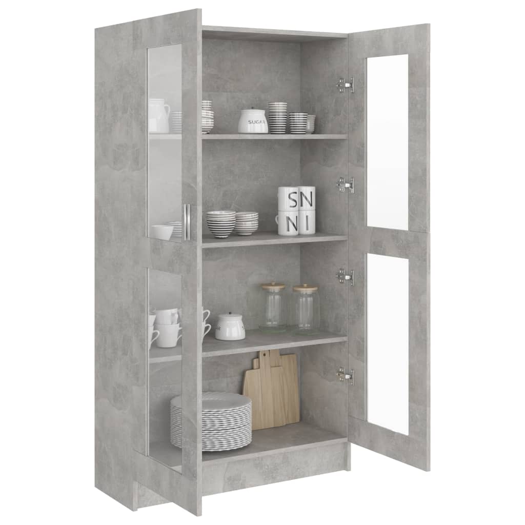 vidaXL Vitrine Cabinet Concrete Grey 82.5x30.5x150 cm Engineered Wood
