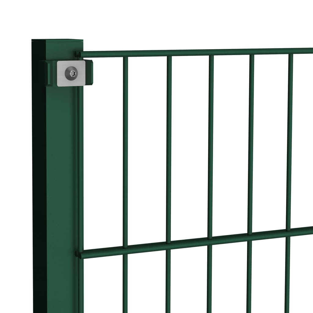 vidaXL Fence Panel with Posts Iron 1.7x1.2 m Green