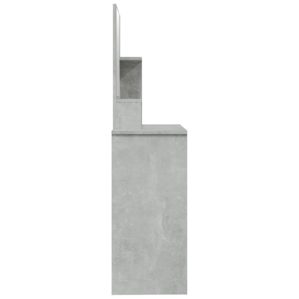vidaXL Dressing Table with Mirror Concrete Grey 86.5x35x136 cm