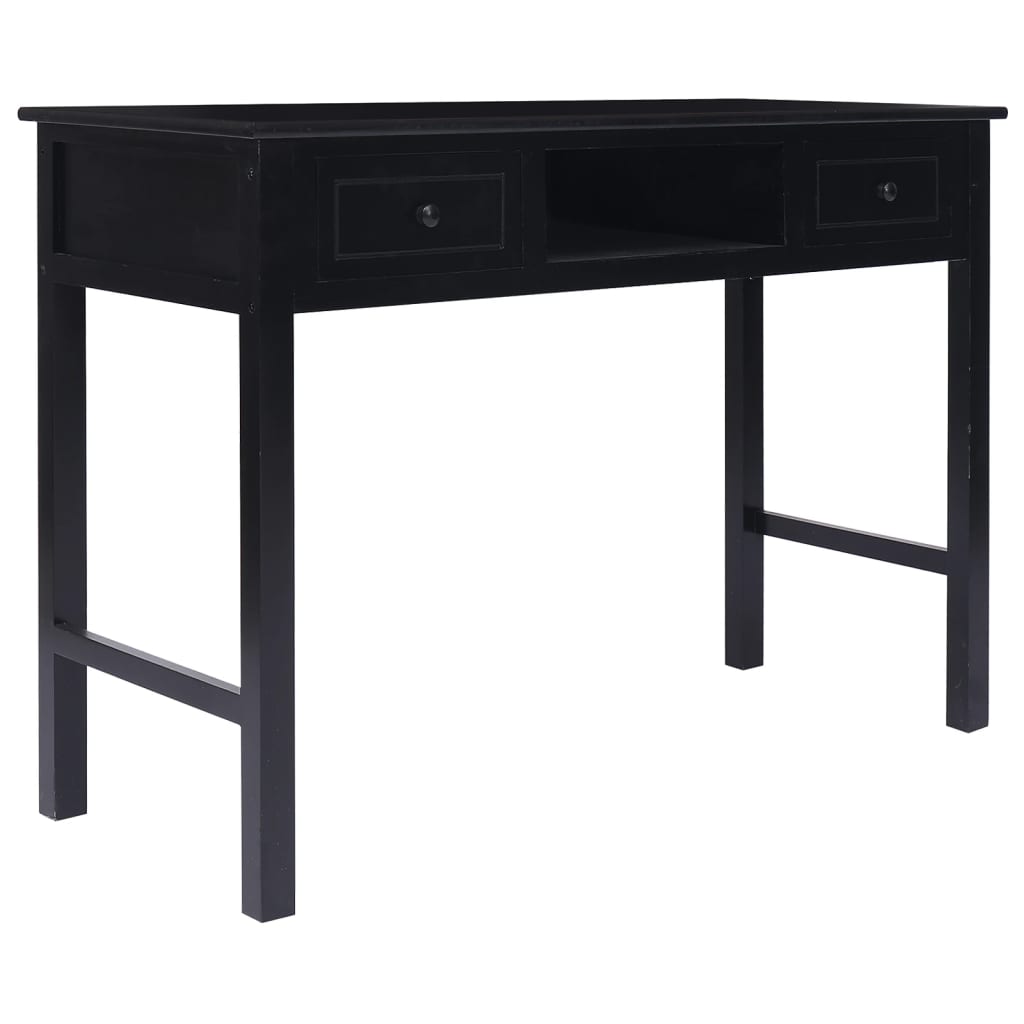 vidaXL Writing Desk Black 108x45x76 cm Solid Wood Paulownia