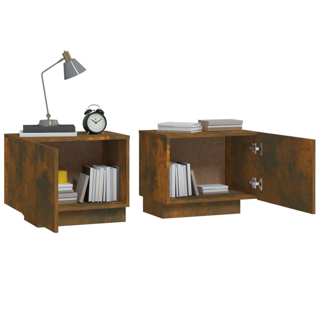 vidaXL Bedside Cabinet Smoked Oak 100x35x40 cm Engineered Wood