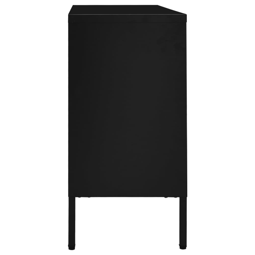 vidaXL Sideboard Black 105x35x70 cm Steel and Tempered Glass