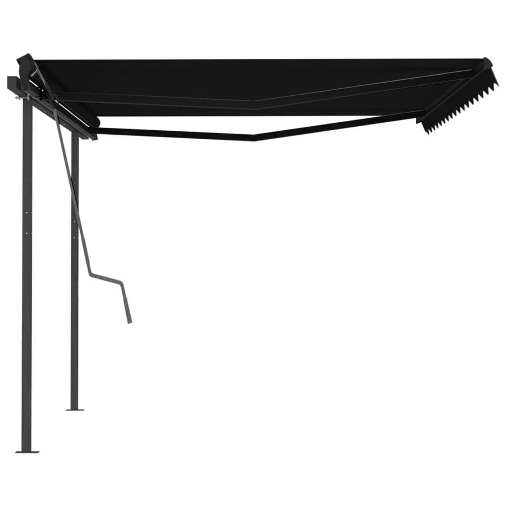 vidaXL Automatic Retractable Awning with Posts 4.5x3 m Anthracite