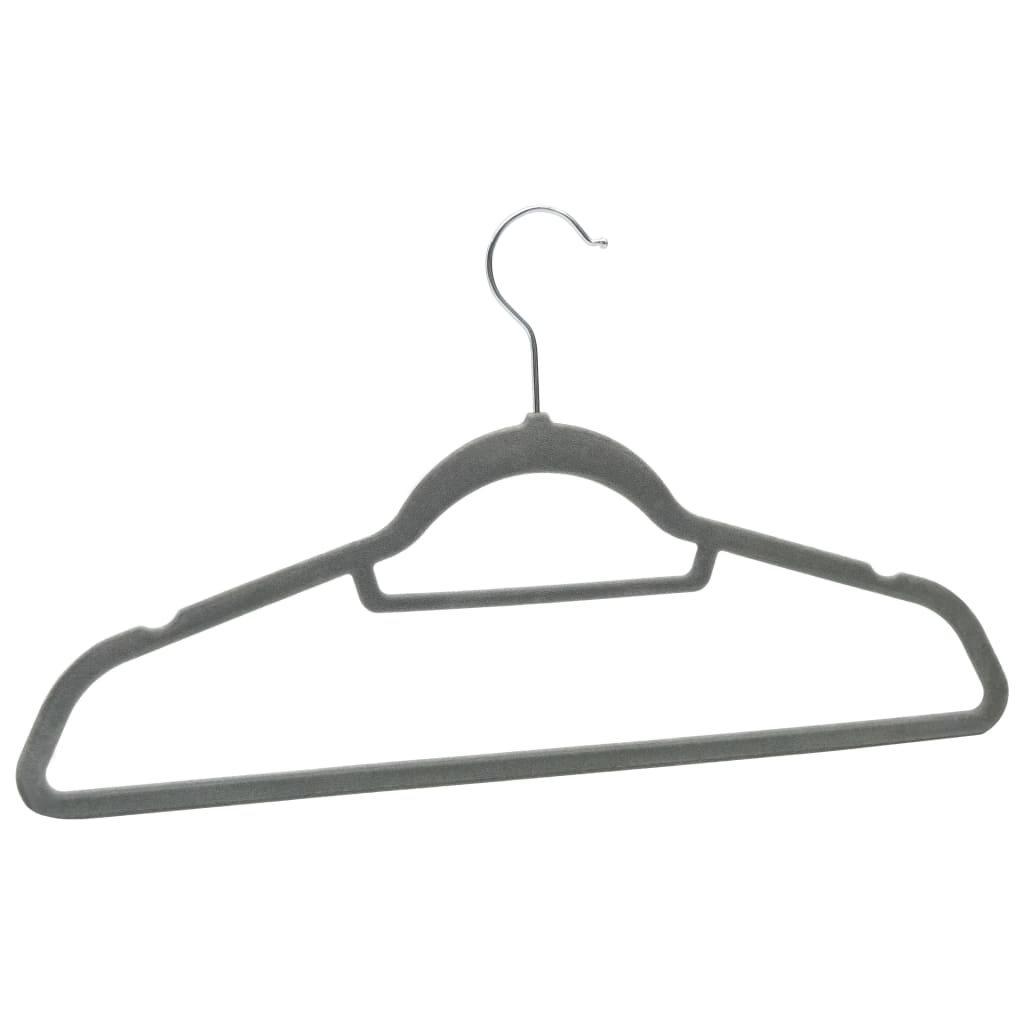 vidaXL 100 pcs Clothes Hanger Set Anti-slip Grey Velvet