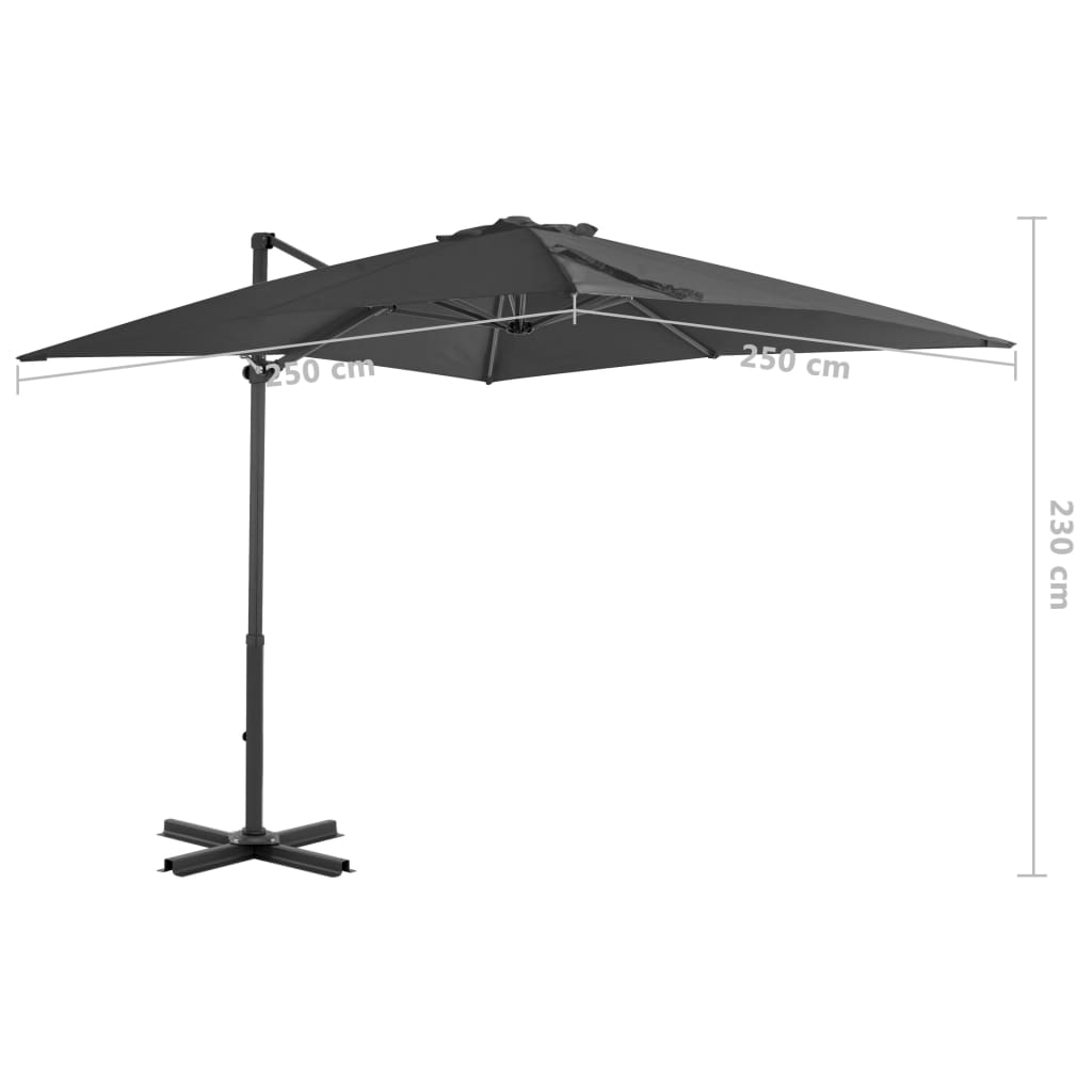 vidaXL Cantilever Umbrella with Aluminium Pole Anthracite 250x250 cm