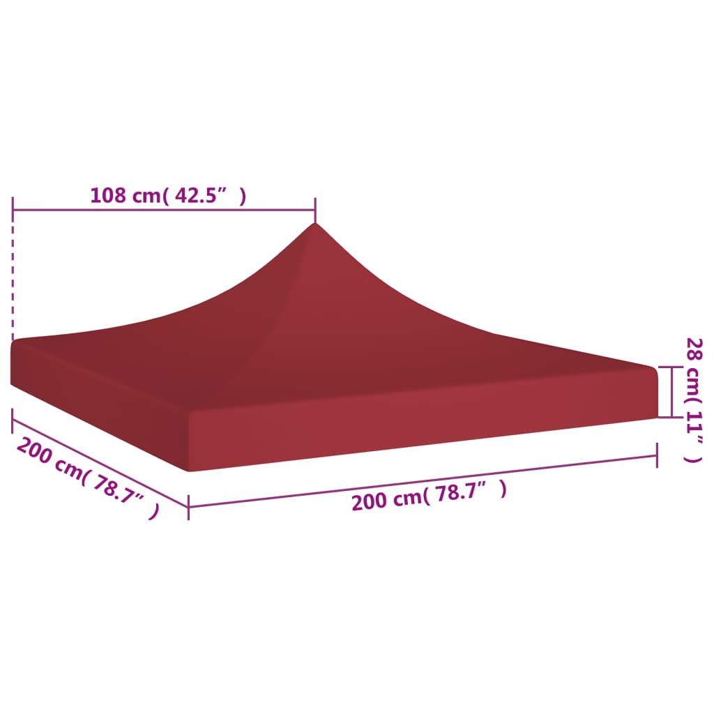 vidaXL Party Tent Roof 2x2 m Burgundy 270 g/m²