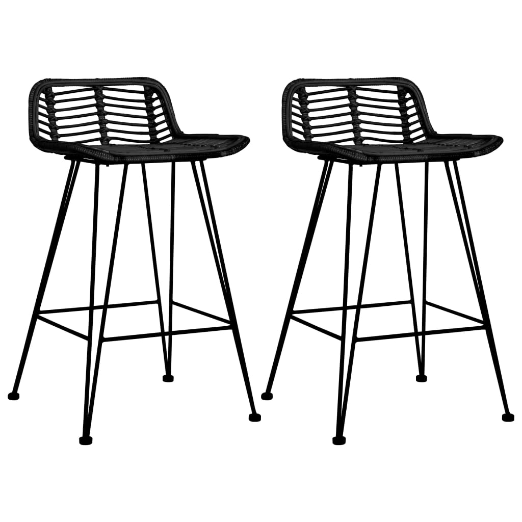 vidaXL Bar Chairs pcs Black Rattan