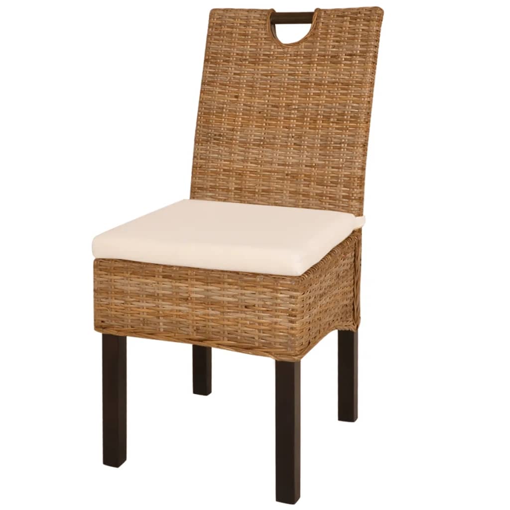vidaXL Dining Chair 2 pcs Kubu Rattan Mango Wood
