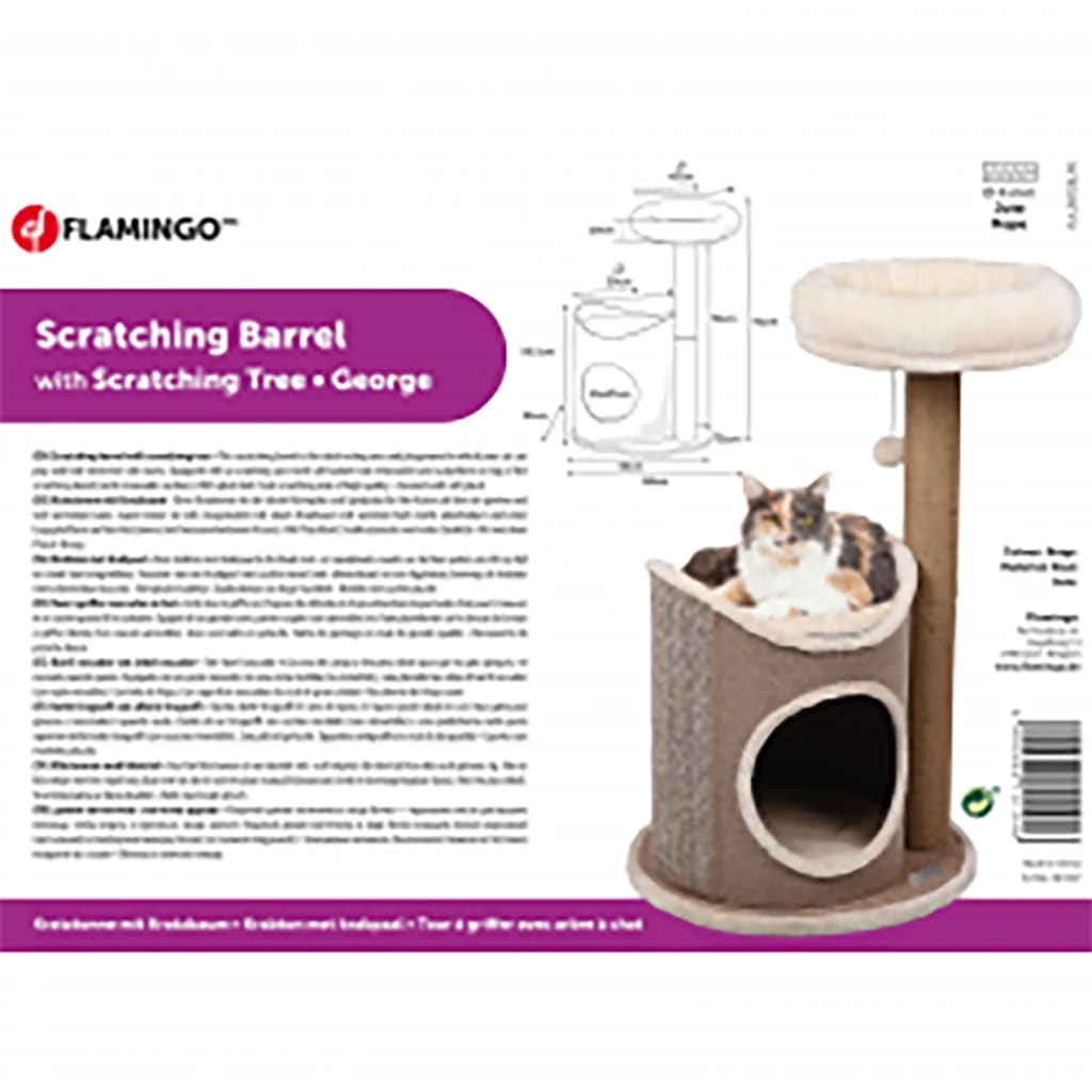 FLAMINGO Cat Scratching Barrel with Tree George vidaXL