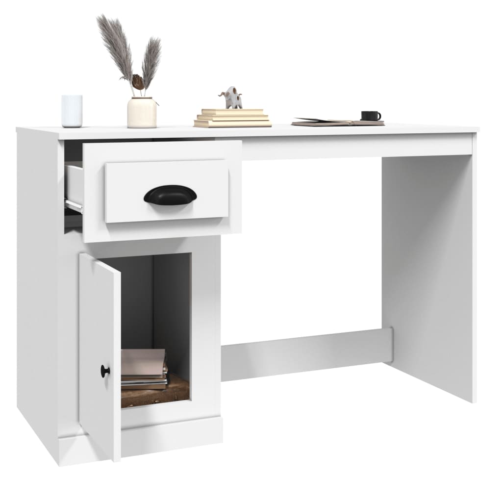 vidaXL Desk with Drawer White 115x50x75 cm Engineered Wood